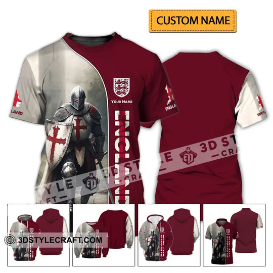 Unisex Shirt - Custom Name 3D Shirt - England Hero Map And Logo style option 2