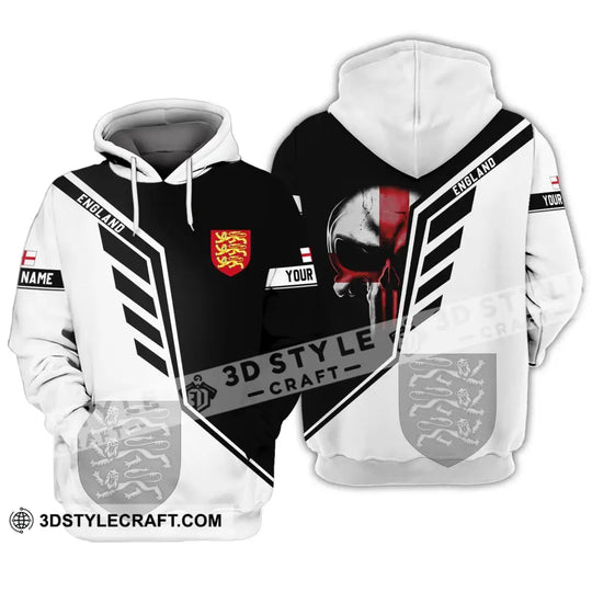 Unisex Shirt - Custom Name 3D Shirt - England Lover Black And White Design style option 3