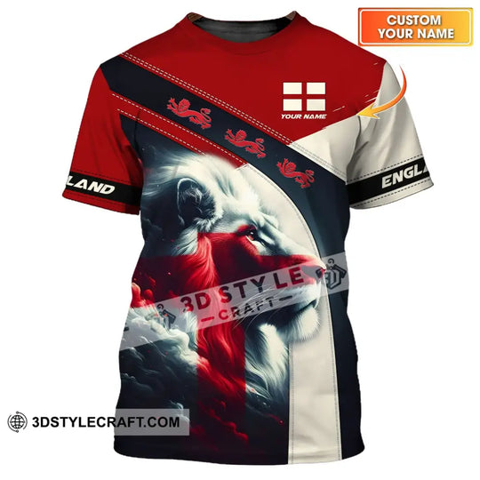 Unisex Shirt - Custom Name 3D Shirt - England Red And White Lion Shirt style option 1
