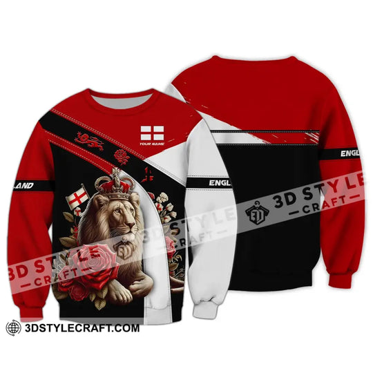 Unisex Shirt - Custom Name 3D Shirt - England Red Rose Lion Shirt style option 4