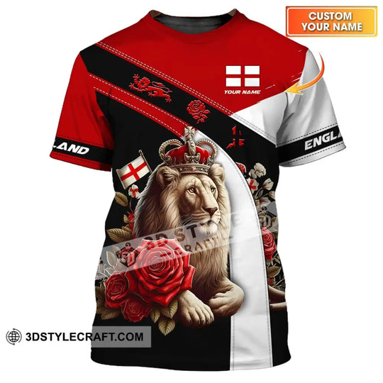 Unisex Shirt - Custom Name 3D Shirt - England Red Rose Lion Shirt style option 1