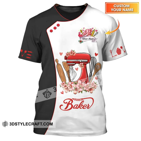Unisex Shirt - Custom Name 3D Shirt For Baker Flowers Bloom style option 1