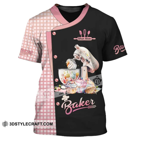 Unisex Shirt - Custom Name 3D Shirt For Baker, Making Cake, Cup Cake style option 2
