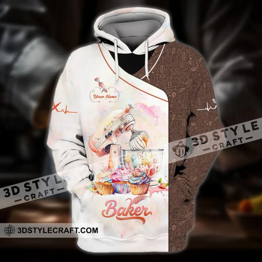 Unisex Shirt - Custom Name 3D Shirt For Baker, Making Cake style option 3