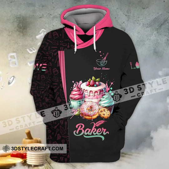 Unisex Shirt - Custom Name 3D Shirt For Baker, Making Cream Cake style option 3