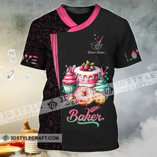 Unisex Shirt - Custom Name 3D Shirt For Baker, Making Cream Cake style option 2