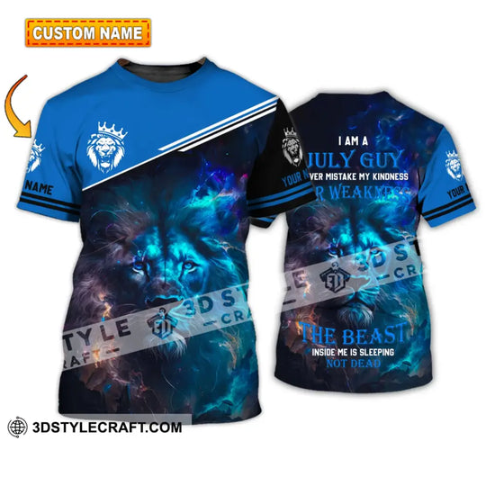 Unisex Shirt - Custom Name 3D Shirt - I Am A July Guy The Beast Inside Me Is Sleeping Not Dead style option 1
