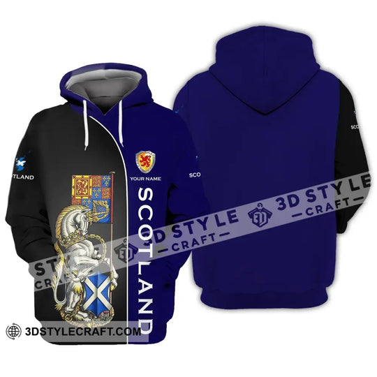 Unisex Shirt - Custom Name 3D Shirt - Scotland Lover, Blue And Black Design style option 3