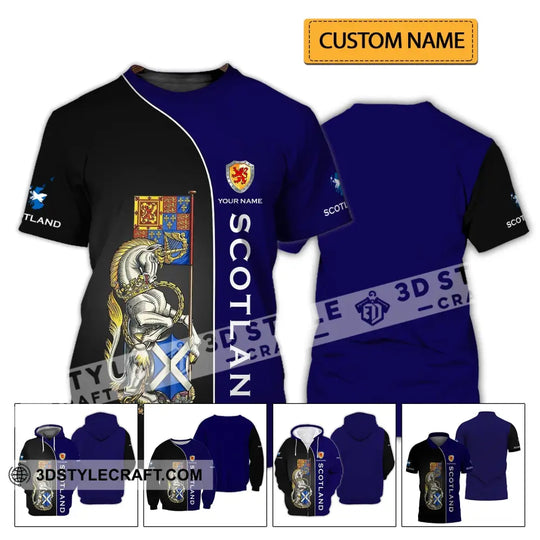 Unisex Shirt - Custom Name 3D Shirt - Scotland Lover, Blue And Black Design style option 2