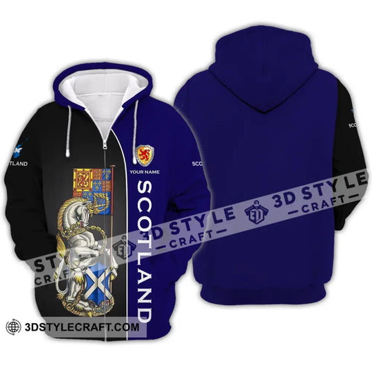Unisex Shirt - Custom Name 3D Shirt - Scotland Lover, Blue And Black Design style option 4