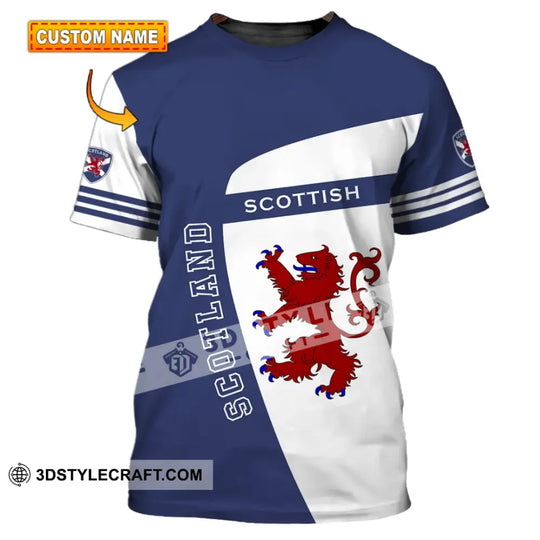 Unisex Shirt - Custom Name 3D Shirt - Scotland Scottish Lover, Blue And White Design style option 1