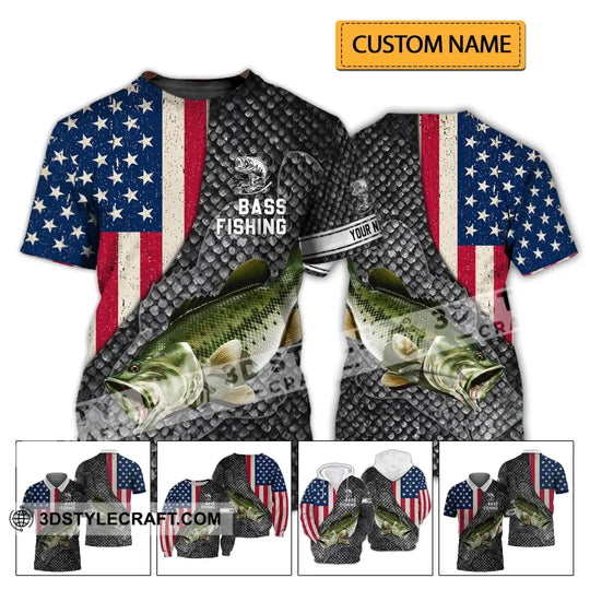 Unisex Shirt - Custom Name Shirt - America Bass Fishing Shirt style option 2