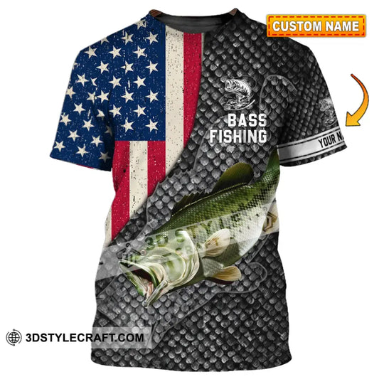 Unisex Shirt - Custom Name Shirt - America Bass Fishing Shirt style option 1