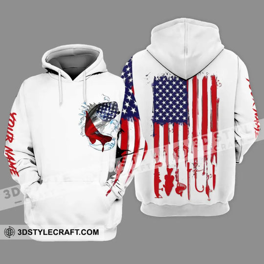 Unisex Shirt - Custom Name American Fishing Sport Shirt Flag style option 3