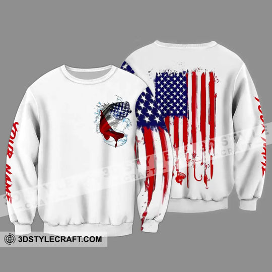 Unisex Shirt - Custom Name American Fishing Sport Shirt Flag style option 4