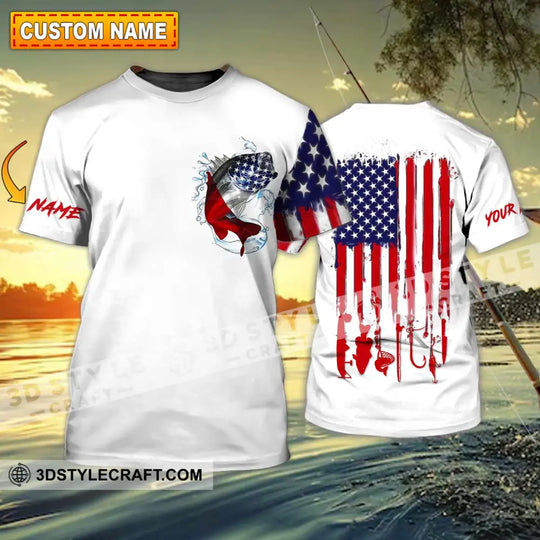 Unisex Shirt - Custom Name American Fishing Sport Shirt Flag style option 1