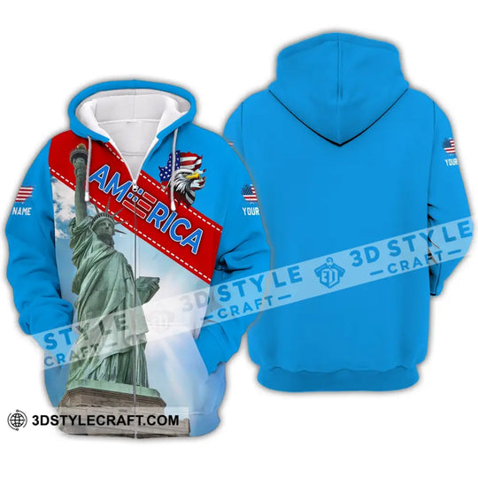 Unisex Shirt - Custom Name Shirt - American Statue Of Liberty Sky Color style option 4