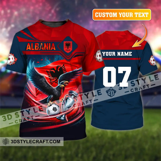 Unisex Shirt, Custom Name and Number Albania Football Shirt, Euro 2024 Shirt, Albania Football Polo Long Sleeve Shirt style option 1