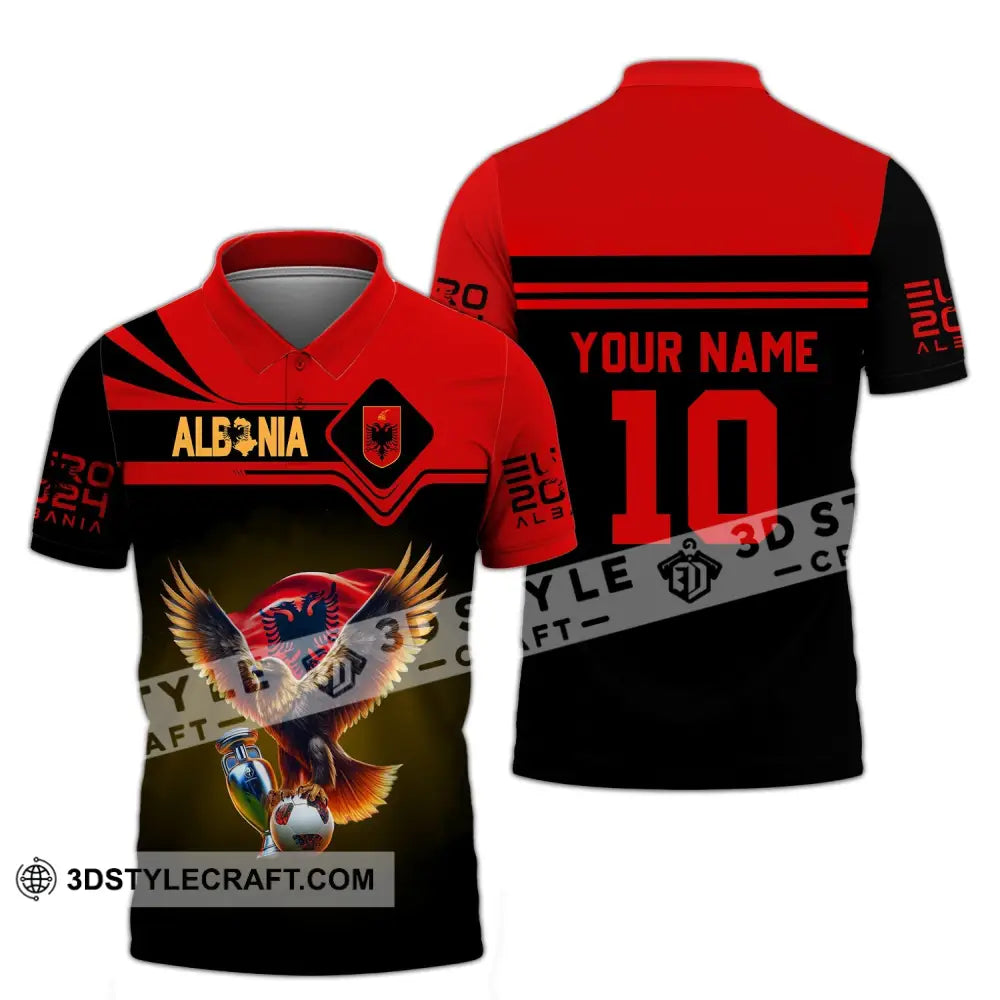 Unisex Shirt - Custom Name And Number Albania National Team Euro 2024 Red Polo / S T-Shirt