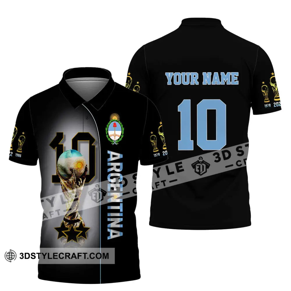 Unisex Shirt Custom Name And Number Argentina T-Shirt Lover Gift Polo / S T-Shirt