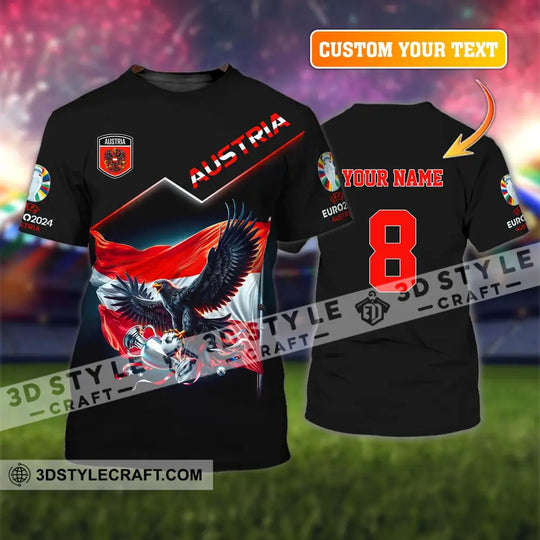 Unisex Shirt, Custom Name and Number Austria Football Shirt, Euro 2024 Austria Football Polo Long Sleeve Shirt style option 1