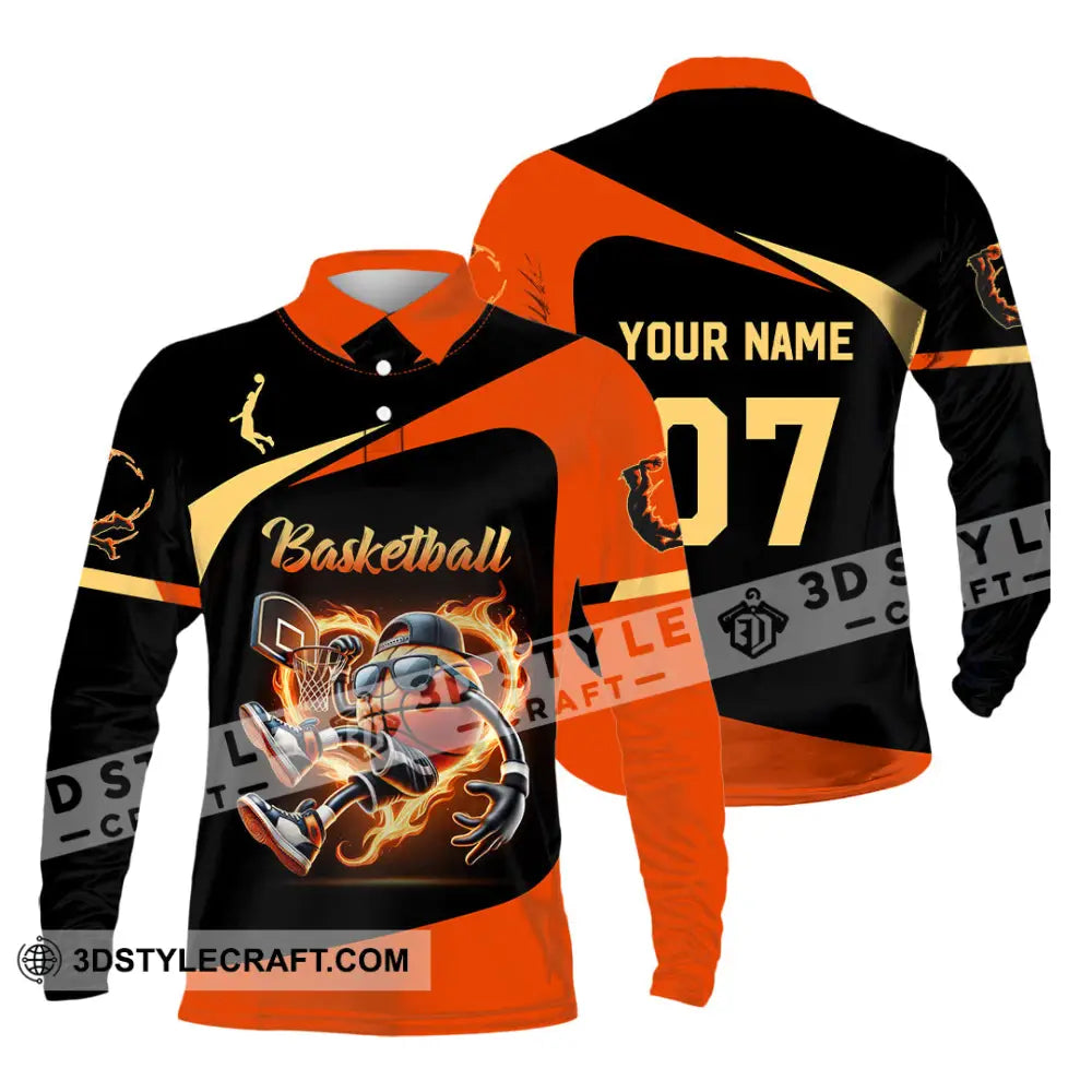 Unisex Shirt Custom Name And Number Basketball Polo Long Sleeve Gift / S T-Shirt
