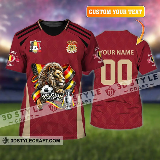 Unisex Shirt, Custom Name and Number Belgium Football T-Shirt, Euro 2024 Belgium Football Polo Long Sleeve Shirt style option 1