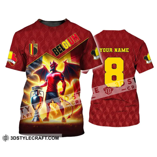 Unisex Shirt, Custom Name and Number Belgium Football T-Shirt, Euro 2024 Belgium Football Polo Long Sleeve Shirt style option 3