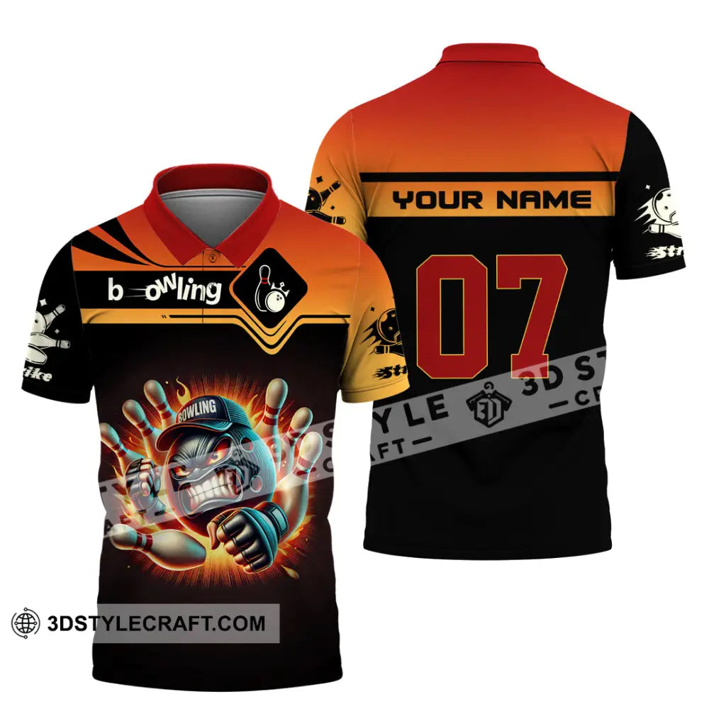 Unisex Shirt Custom Name And Number Bowling Polo Long Sleeve T-Shirt / S T-Shirt