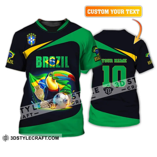 Unisex Shirt, Custom Name and Number Brazil Football Shirt, Euro 2024 Brazil Football Polo Long Sleeve Shirt style option 2