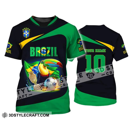 Unisex Shirt, Custom Name and Number Brazil Football Shirt, Euro 2024 Brazil Football Polo Long Sleeve Shirt style option 3