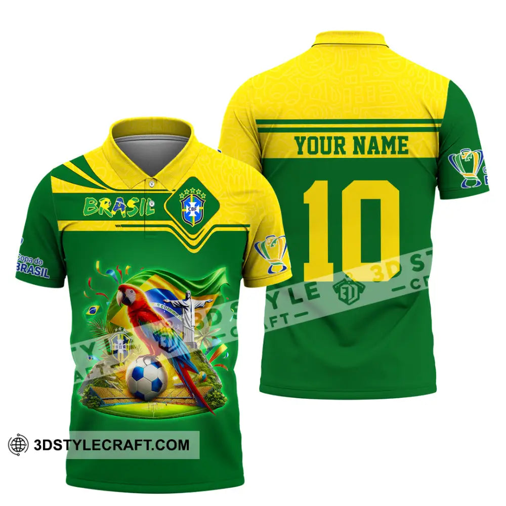Unisex Shirt Custom Name and Number Brazil Football T-Shirt Brazil Football Polo Long Sleeve Shirt T-Shirt