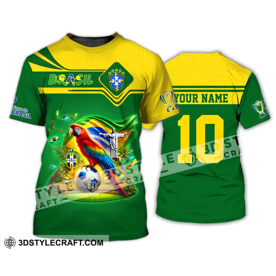 Unisex Shirt, Custom Name and Number Brazil Football T-Shirt, Brazil Football Polo Long Sleeve Shirt style option 2