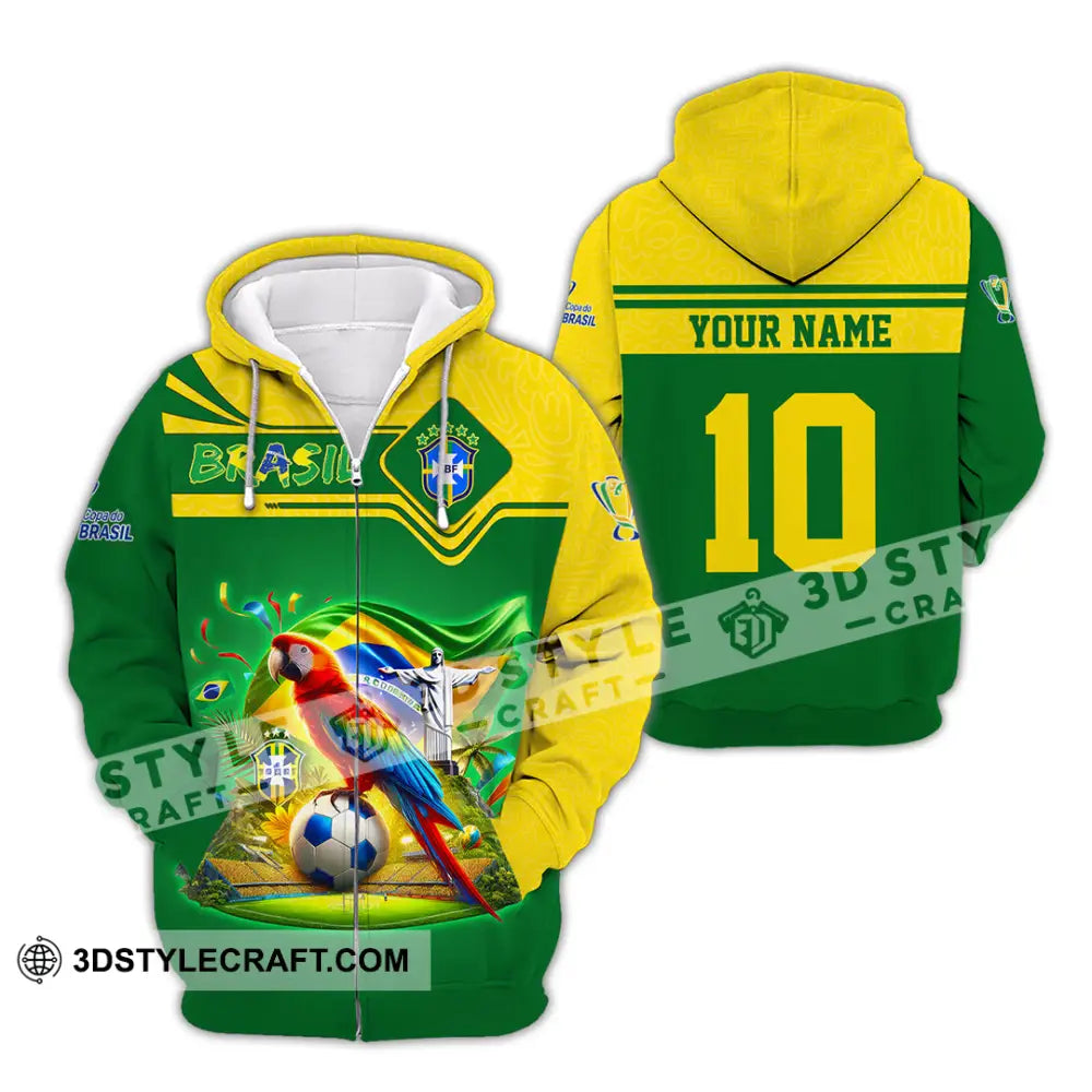 Unisex Shirt Custom Name and Number Brazil Football T-Shirt Brazil Football Polo Long Sleeve Shirt T-Shirt
