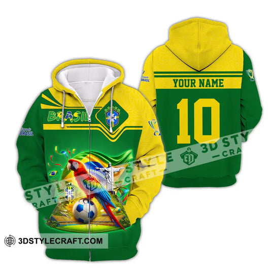 Unisex Shirt, Custom Name and Number Brazil Football T-Shirt, Brazil Football Polo Long Sleeve Shirt style option 3
