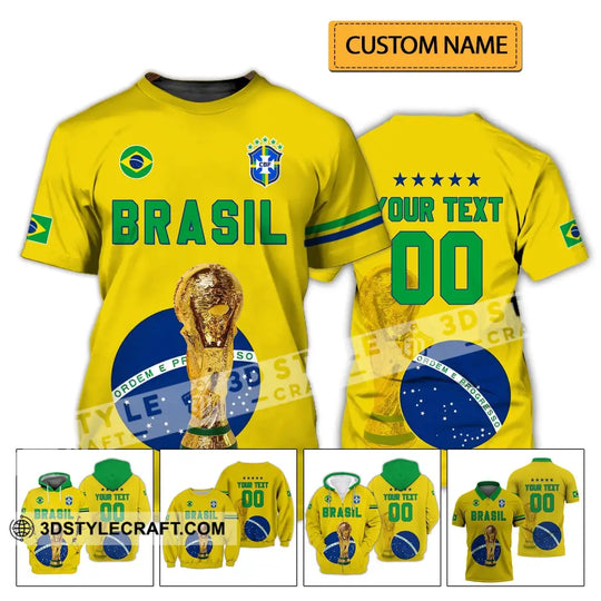 Unisex Shirt - Custom Name And Number Shirt - Brazil Go Champions Selecao Campeao Sport Shirt style option 2