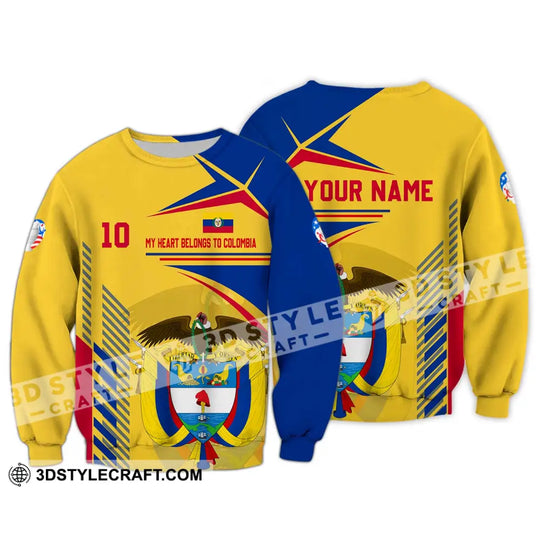 Unisex Shirt - Custom Name And Number Copa America Shirt, Golden My Heart Belongs To Colombia style option 4