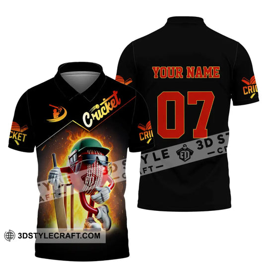 Unisex Shirt, Custom Name and Number Cricket Ball Shirt, Cricket Ball Lover Gift style option 4