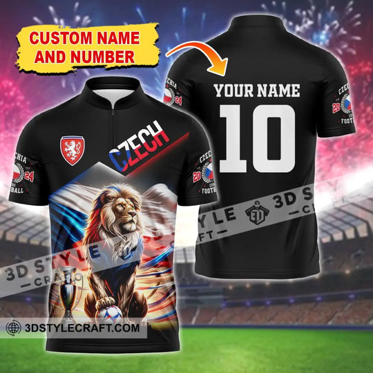 Unisex Shirt, Custom Name and Number Czech Football Shirt, Euro 2024 Shirt, Czech Football Polo Long Sleeve Shirt style option 1