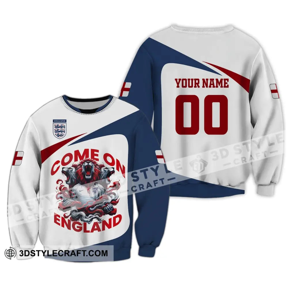 Unisex Shirt Custom Name And Number England Football Come On Polo Long Sleeve / S T-Shirt