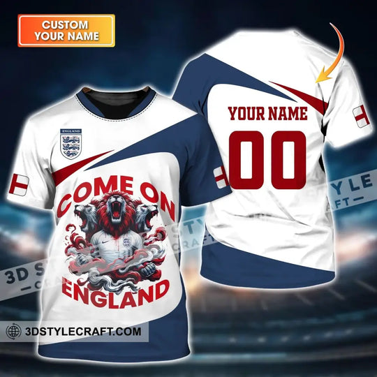 Unisex Shirt, Custom Name and Number England Football Shirt, Come On England Shirt, England Football Polo Long Sleeve style option 1