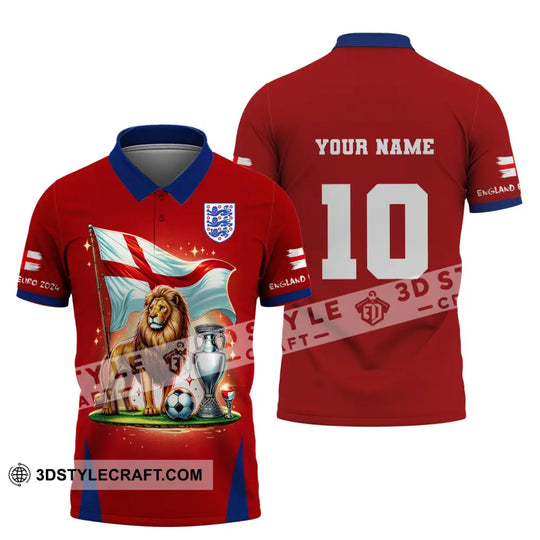 Unisex Shirt, Custom Name and Number England Football Shirt, Euro 2024 Shirt, England Football Polo Long Sleeve style option 4