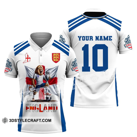 Unisex Shirt, Custom Name and Number England Football Shirt, England Football Polo Long Sleeve, Euro 2024 Shirt style option 4
