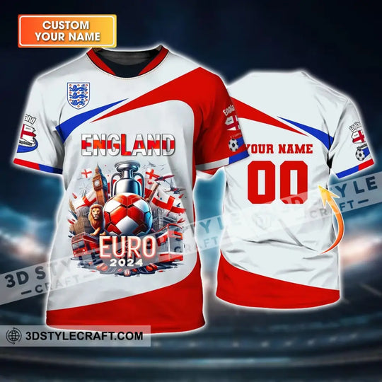 Unisex Shirt, Custom Name and Number England Football Shirt, England Football Polo Long Sleeve, Euro 2024 Shirt style option 1