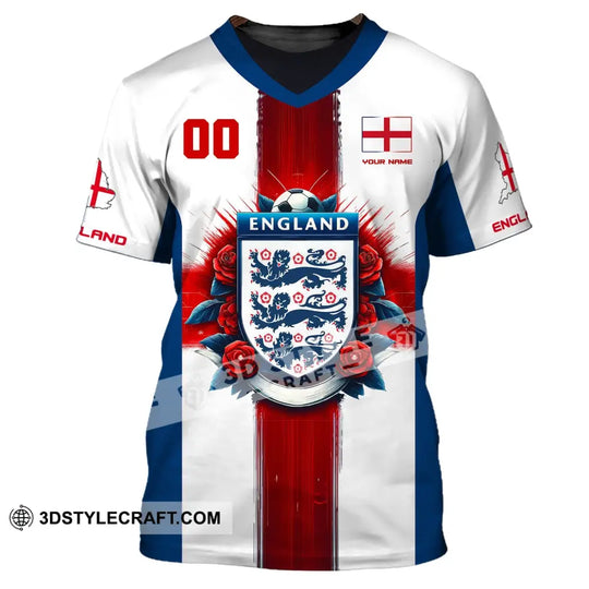 Unisex Shirt, Custom Name and Number England Football Shirt, England Football Polo Long Sleeve, Soccer Lover Shirt style option 3