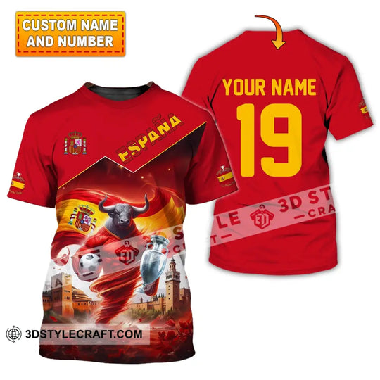 Unisex Shirt, Custom Name and Number España Football Polo Shirt, Euro 2024 Espana Football Hoodie Long Sleeve Shirt style option 1