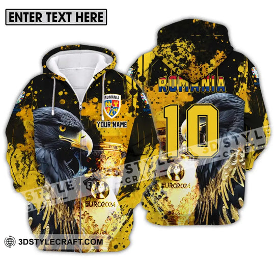 Unisex Shirt - Custom Name And Number Euro 2024 Cup Shirt, Eagle Romania Team style option 2