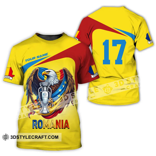 Unisex Shirt - Custom Name And Number Shirt, Euro 2024 Cup Romania Gold style option 2