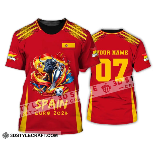 Unisex Shirt, Custom Name and Number Euro 2024 Football Shirt, Spain Football Polo Shirt, Spain Football Hoodie Long Sleeve Shirt style option 3