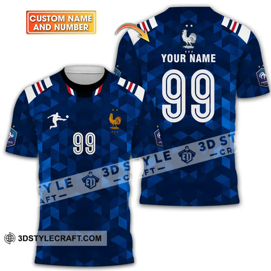 Unisex Shirt - Custom Name And Number Shirt, Euro 2024 France FFF National Team Blue Shirt style option 1